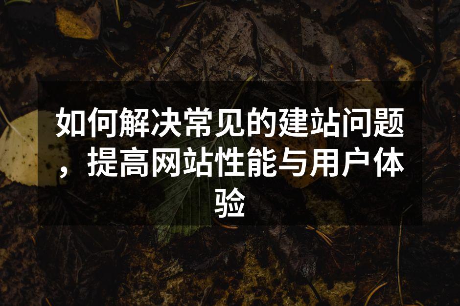优化网站性能的关键步骤